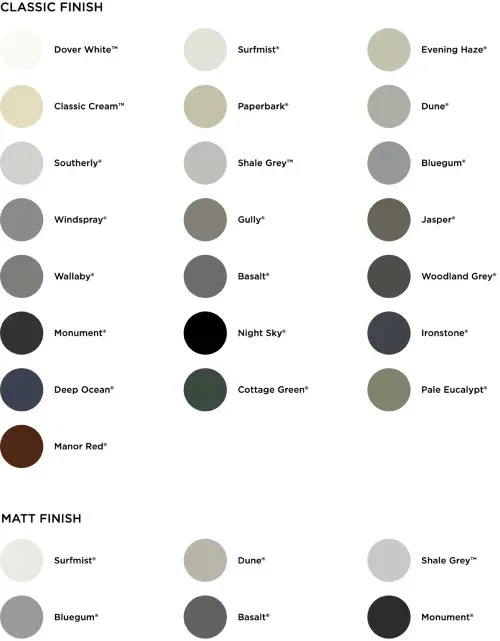 Colorbond swatches pick a colorbond colour - D Steel Roofing